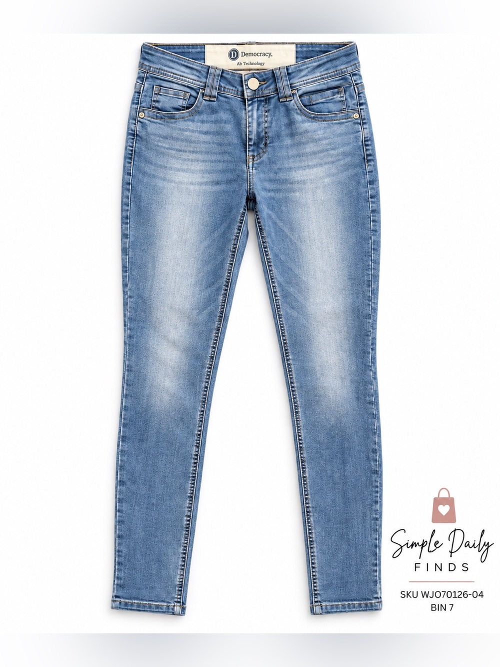Democracy Ab Technology Skinny Jeans Women’s 4 Mid Rise Stretch Blue Denim - Picture 2 of 16